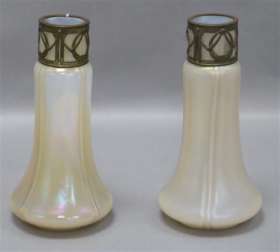 A pair of 1900s glass vases height 21.5cm